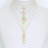 Cross Bear Fish Eye Elephant Bar Charm Pendant, Sku#LK1298