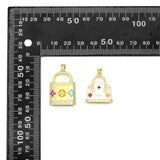 Gold Clear CZ flower Bag Purse Charm Pendant, Sku#LK1299