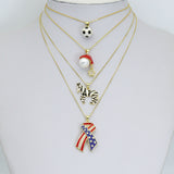 American Flag Ribbon, Zebra Soccer ball Santa Hat Charm Pendant, Sku#LK1300