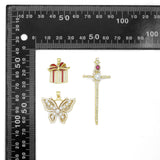CZ Cross Gift Box Butterfly Charm Pendant, Sku#LK1301