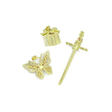 CZ Cross Gift Box Butterfly Charm Pendant, Sku#LK1301