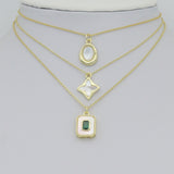 Abalone Mother of Pearl Gold Oval Rectangle Charm Pendant, Sku#LK1304