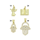 Bible Angel Gold Evil Eye On Hamsa Hand Charm Pendant, Sku#LK1305
