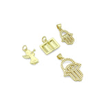 Bible Angel Gold Evil Eye On Hamsa Hand Charm Pendant, Sku#LK1305