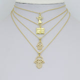 Bible Angel Gold Evil Eye On Hamsa Hand Charm Pendant, Sku#LK1305