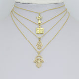 Bible Angel Gold Evil Eye On Hamsa Hand Charm Pendant, Sku#LK1305