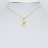 Bible Angel Gold Evil Eye On Hamsa Hand Charm Pendant, Sku#LK1305