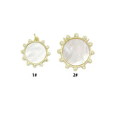 Mother of Pearl Sunburst Mirror  Charm Pendant, Sku#LK1306