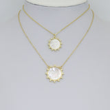 Mother of Pearl Sunburst Mirror  Charm Pendant, Sku#LK1306