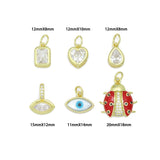 Clear CZ Gold Heart Teardrop Evil Eye charm, Sku#LK1309
