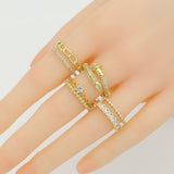 Nail double line Adjustable Ring, Sku#LK1310