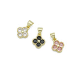 Multi-Color CZ Clover Charm Pendant, Clover Stud Earrring , quatrefoil Charm Earrings, Sku#LK1313