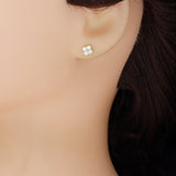 Multi-Color CZ Clover Charm Pendant, Clover Stud Earrring , quatrefoil Charm Earrings, Sku#LK1313