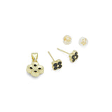 Multi-Color CZ Clover Charm Pendant, Clover Stud Earrring , quatrefoil Charm Earrings, Sku#LK1313