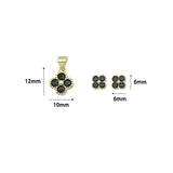 Multi-Color CZ Clover Charm Pendant, Clover Stud Earrring , quatrefoil Charm Earrings, Sku#LK1313