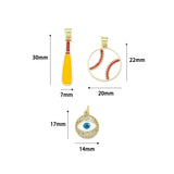 Baseball Evil eye charm, Sku#LK1314