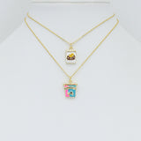 Colorful Enamel  Cheese cake Dessert Ice cream Pint  Charm, Sku#LK1315