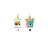 Colorful Enamel  Cheese cake Dessert Ice cream Pint  Charm, Sku#LK1315