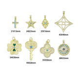 GGold Turquoise Cross, Star, Clover, Key, and Evil Eye Charm Pendant,Sku#LK1316
