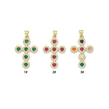 Green Red Rainbow CZ Cross Pendant, Sku#LK1320