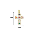 Green Red Rainbow CZ Cross Pendant, Sku#LK1320