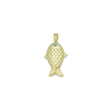 Gold Fish Pendant charm with Turquoise Eye , Sku#LK1324