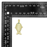 Gold Fish Pendant charm with Turquoise Eye , Sku#LK1324