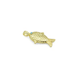 Gold Fish Pendant charm with Turquoise Eye , Sku#LK1324