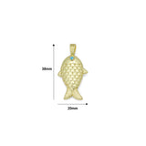 Gold Fish Pendant charm with Turquoise Eye , Sku#LK1324