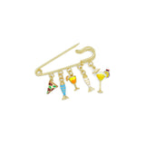 Gold Safety Pin Charm Holder for necklace making, Sku#LK1325