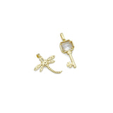 18K Gold Plated Nautical Compass Medallions and Micro Pave CZ Honeybee Pendant Charms, Sku#LK1329