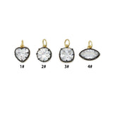 Vintage Two-Tone Black Rhodium and Gold Plated Faceted CZ Solitaire Charms, Sku#LK1330