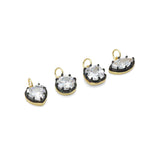 Vintage Two-Tone Black Rhodium and Gold Plated Faceted CZ Solitaire Charms, Sku#LK1330