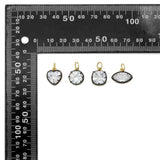 Vintage Two-Tone Black Rhodium and Gold Plated Faceted CZ Solitaire Charms, Sku#LK1330