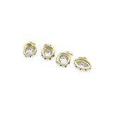 Vintage Two-Tone Black Rhodium and Gold Plated Faceted CZ Solitaire Charms, Sku#LK1330