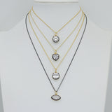 Vintage Two-Tone Black Rhodium and Gold Plated Faceted CZ Solitaire Charms, Sku#LK1330