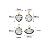 Vintage Two-Tone Black Rhodium and Gold Plated Faceted CZ Solitaire Charms, Sku#LK1330
