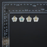 Carved Mother of Pearl Flower Pendants with Inlaid Crystal Accents, Sku#LK1332