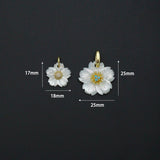 Carved Mother of Pearl Flower Pendants with Inlaid Crystal Accents, Sku#LK1332