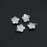 Carved Mother of Pearl Flower Pendants with Inlaid Crystal Accents, Sku#LK1332