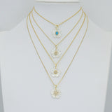Carved Mother of Pearl Flower Pendants with Inlaid Crystal Accents, Sku#LK1332