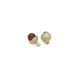 Micro Pave CZ Inlaid Cap Natural Stone Acorn Pendant Charms, Sku#LK1333