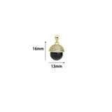 Micro Pave CZ Inlaid Cap Natural Stone Acorn Pendant Charms, Sku#LK1333