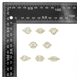 Cubic Zirconia Crystal Charm Connectors – Gold Plated Prong Set CZ Jewelry Links, Double Loop Bracelet & Necklace Connectors, Sku#LK1338