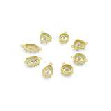 Cubic Zirconia Crystal Charm Connectors – Gold Plated Prong Set CZ Jewelry Links, Double Loop Bracelet & Necklace Connectors, Sku#LK1338