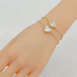 Cubic Zirconia Crystal Charm Connectors – Gold Plated Prong Set CZ Jewelry Links, Double Loop Bracelet & Necklace Connectors, Sku#LK1338
