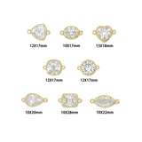 Cubic Zirconia Crystal Charm Connectors – Gold Plated Prong Set CZ Jewelry Links, Double Loop Bracelet & Necklace Connectors, Sku#LK1338