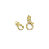 Gold Plated Spring Ring & CZ Pave Lobster Clasp Connectors – Decorative Jewelry Clasps for Necklace and Bracelet Making, Sku#LK1339