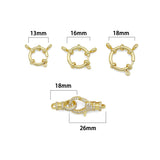 Gold Plated Spring Ring & CZ Pave Lobster Clasp Connectors – Decorative Jewelry Clasps for Necklace and Bracelet Making, Sku#LK1339