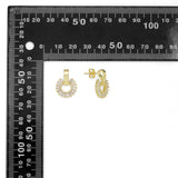 Clear Baguette CZ Gold Round Ring Stud Earrings Pendant,Sku#LK1340